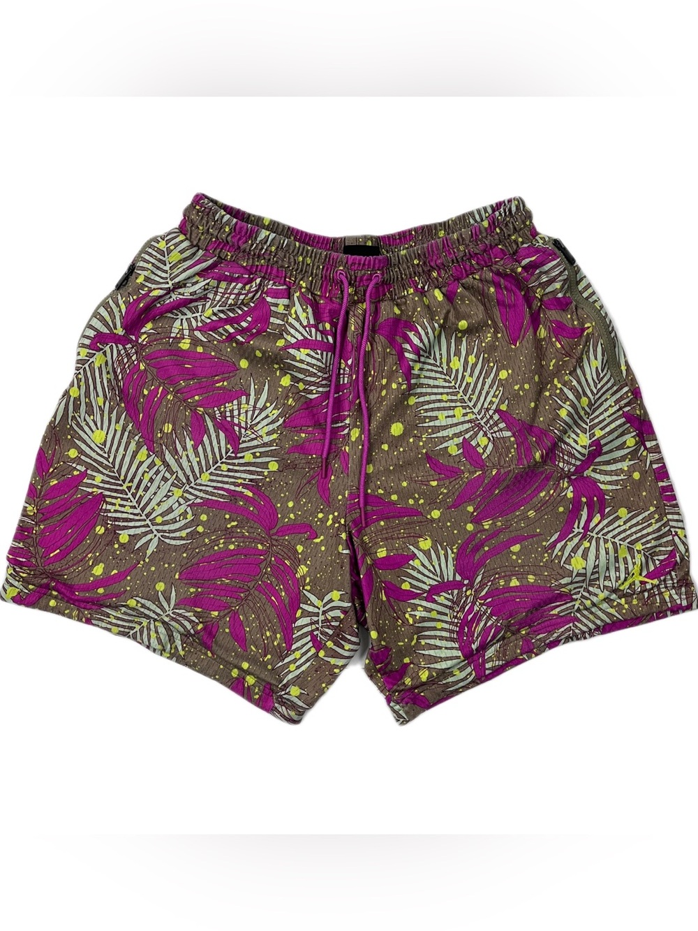 Nike Jordan Men's Fuchia and Olive Tropical Athletic Mesh Shorts Sz 2XL